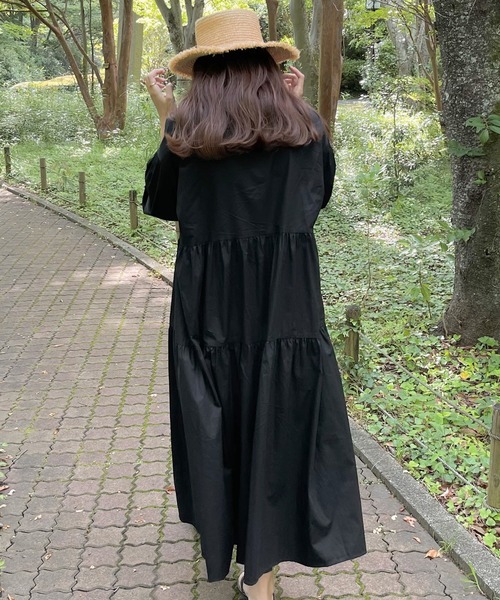 「LAUIR」 半袖ワンピース MEDIUM ダークベージュ レディース_画像8