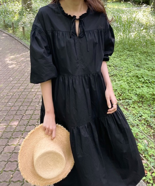 「LAUIR」 半袖ワンピース MEDIUM ダークベージュ レディース_画像9