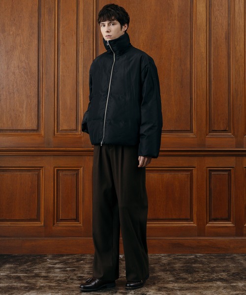 LURAKU スラックス 「LURAKU」Wool-like One-tuck Straight Slacks