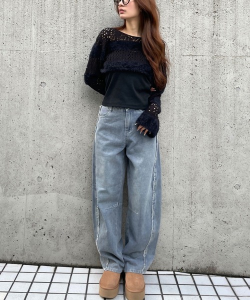 3.3 FIELD TRIP ニット セーター 3.3 Field Trip／メッシュボーダー