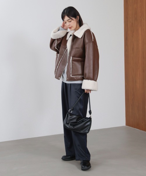 ブージュルード（Bou Jeloud）/レザーボアブルゾン Bou Jeloud（ブージュルード） ブルゾン アウター レザーボアブルゾン