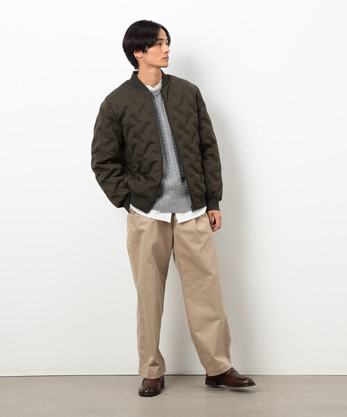 【未使用】コムサイズム 接結ジャージー MA-1 ブルゾン ダウンジャケット コムサイズム COMME CA ISM 接結 MA-1 ダウンブルゾン （ベージュ