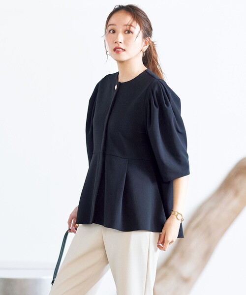 「UNFILO」 7分袖ブラウス MEDIUM ブラック レディース_画像4