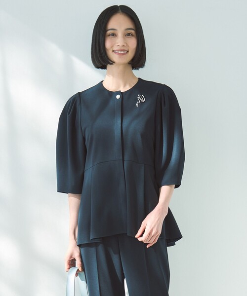「UNFILO」 7分袖ブラウス MEDIUM ブラック レディース_画像6