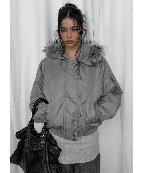 BLACKUP ヌニルファートリミングフードジャンパー BLACKUP（ブラックアップ） ブルゾン アウター 「MADE」 ヌニルファー