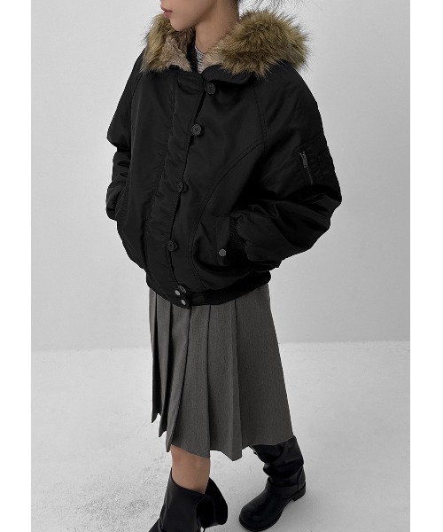 BLACKUP コールターヘビーファーフードジャンパー ブラウン BLACKUP コールターヘビーファーフードジャンパー ブラウン 3color