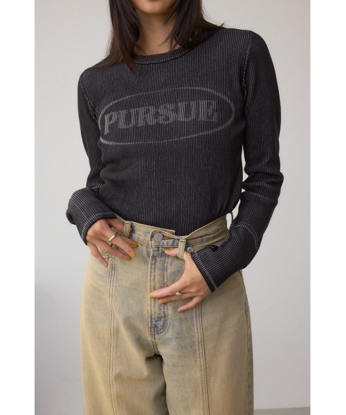 AZUL BY MOUSSY（アズールバイマウジー） tシャツ ジャガードロゴリブ