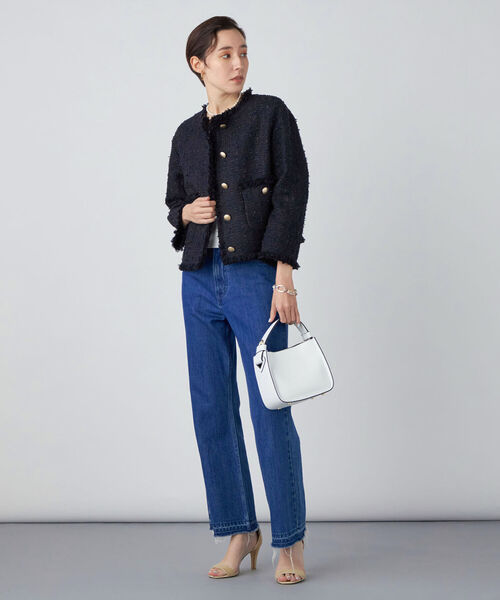 「NOLLEY'S Sophi」 ツイードジャケット 38 オフホワイト レディース_画像2