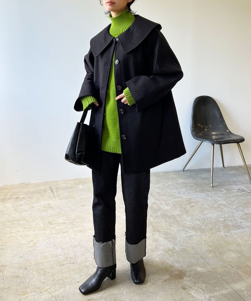 「LIAN」 ノーカラーコート FREE ブラック レディース_画像2