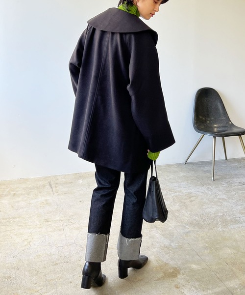 「LIAN」 ノーカラーコート FREE ブラック レディース_画像3