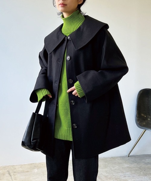 「LIAN」 ノーカラーコート FREE ブラック レディース_画像4