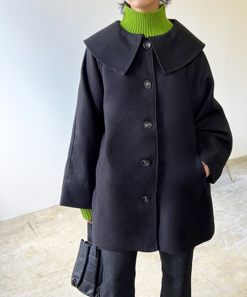 「LIAN」 ノーカラーコート FREE ブラック レディース_画像6