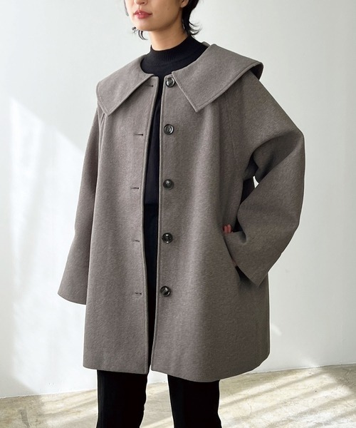 「LIAN」 ノーカラーコート FREE ブラック レディース_画像8