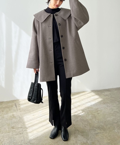 「LIAN」 ノーカラーコート FREE ブラック レディース_画像9