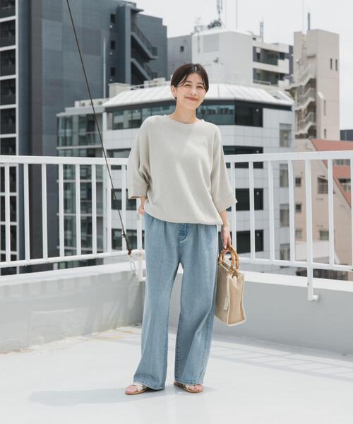 「URBAN RESEARCH DOORS」 半袖ニット MEDIUM ベージュ レディース_画像6