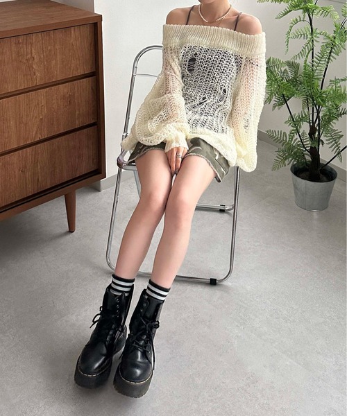 「sedacle girl」 長袖ニット FREE パープル レディース_画像4