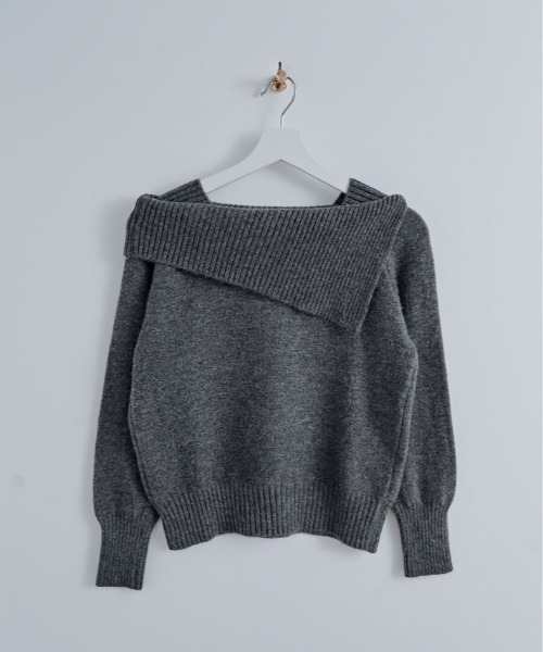 ニット セーター アシンメトリー ネック デザイン プルオーバー
