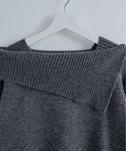 ニット セーター アシンメトリー ネック デザイン プルオーバー