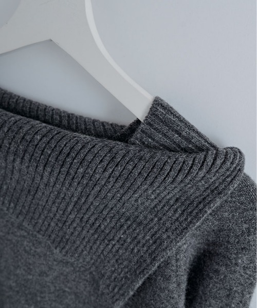 ニット セーター アシンメトリー ネック デザイン プルオーバー