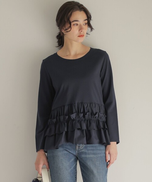 tシャツ フリルシャツコンビ ロングTシャツ レディース : ZOZOTOWN