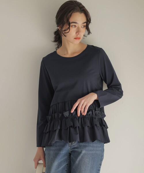 tシャツ フリルシャツコンビ ロングTシャツ レディース : ZOZOTOWN
