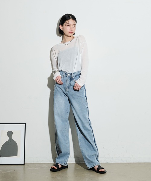 「Shelly island」 デニムパンツ L ブルー レディース_画像8