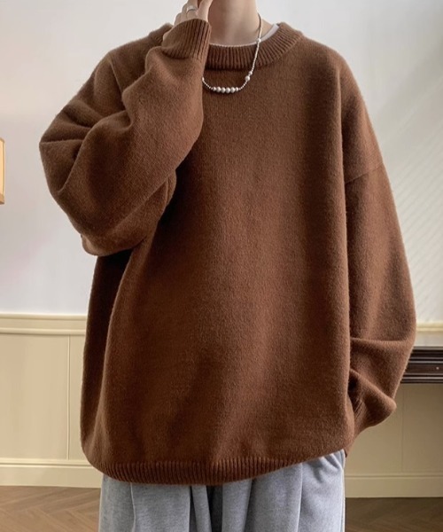 「link lot」 長袖ニット L ブラウン メンズ_画像3