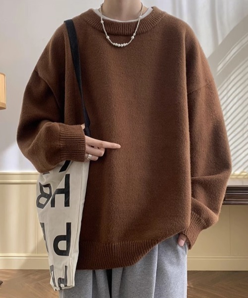 「link lot」 長袖ニット L ブラウン メンズ_画像4