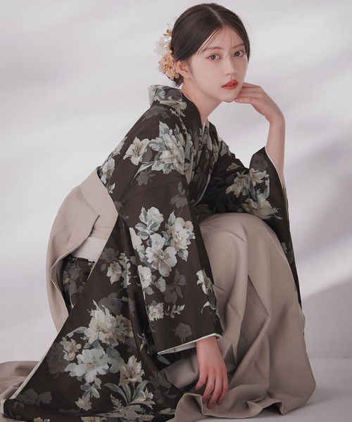 着物 卒業袴３点セット 二尺袖着物　帯　袴 レディース_16