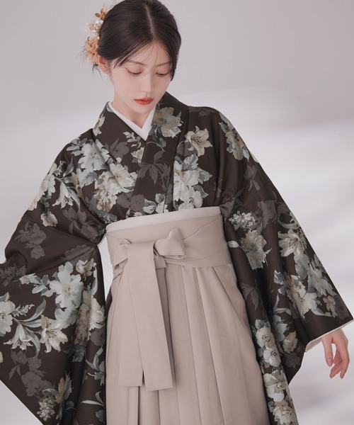 着物 卒業袴３点セット 二尺袖着物　帯　袴 レディース_5