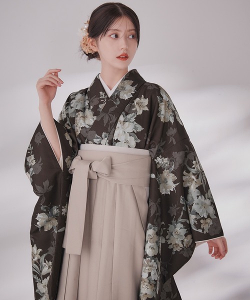 着物 卒業袴３点セット 二尺袖着物　帯　袴 レディース_4
