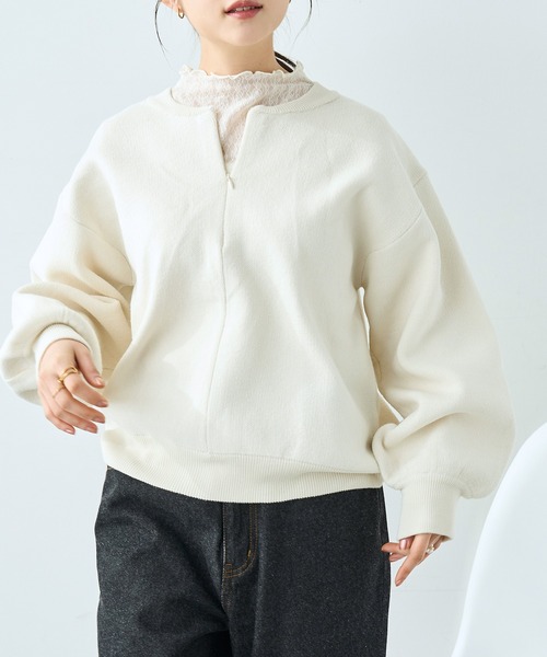 mil（ミル） ニット セーター ハーフジップ スウェットライクニット