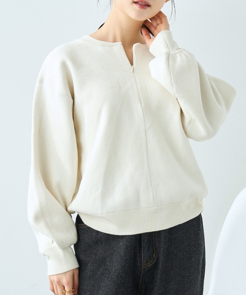 mil（ミル） ニット セーター ハーフジップ スウェットライクニット