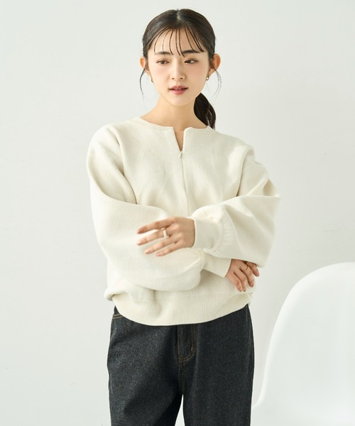 mil（ミル） ニット セーター ハーフジップ スウェットライクニット