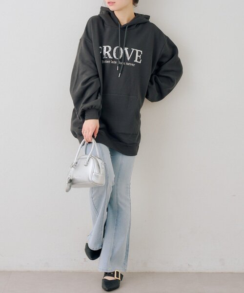 1312 希少✨ D&G パーカー スパンコール装飾 グレー 38 イタリア製 ジェイダ GYDA 【SETUP着用可】BACK GYDAラインストーンラメパーカー