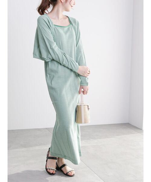 「Te chichi TERRASSE」 コンビワンピース フリ- グリーン レディース_画像3