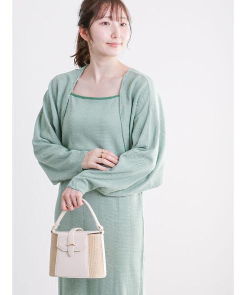 「Te chichi TERRASSE」 コンビワンピース フリ- グリーン レディース_画像5