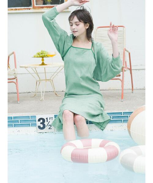 「Te chichi TERRASSE」 コンビワンピース フリ- グリーン レディース_画像9