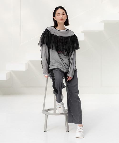 「LAKOLE」 スラックス MEDIUM ブラック レディース_画像2