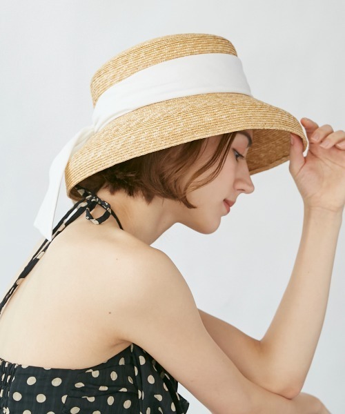 「Chapeau d' O」 ストローハット M/57.5cm ブラック レディース_画像4