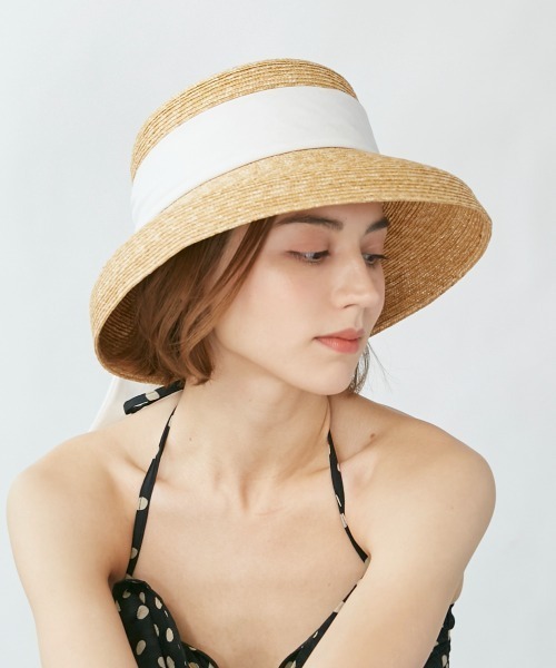 「Chapeau d' O」 ストローハット M/57.5cm ブラック レディース_画像5