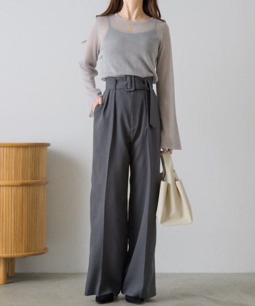 「NEUNA」 パンツ LARGE チャコールグレー レディース_画像3