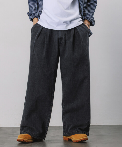 25SS　B&Y別注 ディッキーズ リネンコットンパンツ ブラック34 FREAK'S STORE（フリークスストア） ワイドパンツ チノパン 限定展開