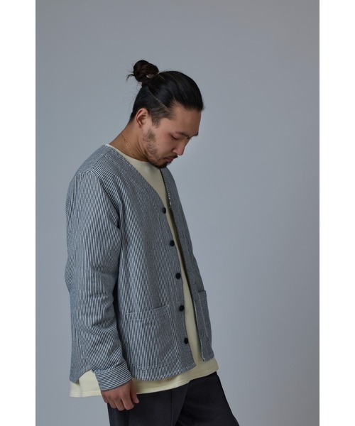 「BIG MIKE」 ジャケット LARGE ネイビー×ホワイト メンズ_画像4