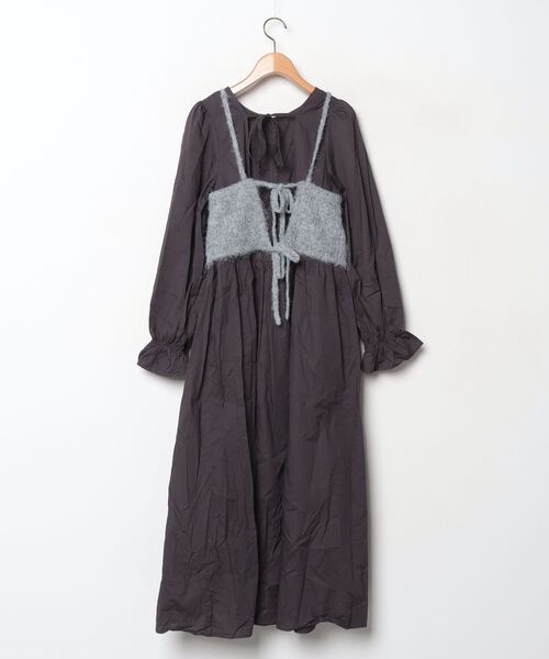 「w closet」 レース長袖ワンピース - グレー レディース_画像2