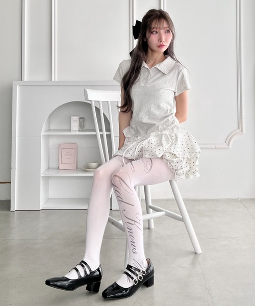 Loueme ポロシャツ ポロ 裾レースフリルポロシャツ レディース