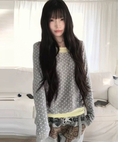 AsheKsha tシャツ 長袖の水玉柄トップス レディース : ZOZOTOWN Yahoo