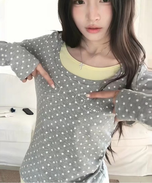 AsheKsha tシャツ 長袖の水玉柄トップス レディース : ZOZOTOWN Yahoo