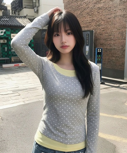 AsheKsha tシャツ 長袖の水玉柄トップス レディース : ZOZOTOWN Yahoo