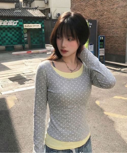 NOBLE♡水玉カットソー 楽天市場】ドット 水玉（サイズ（S/M/L）L）（Tシャツ・カットソー